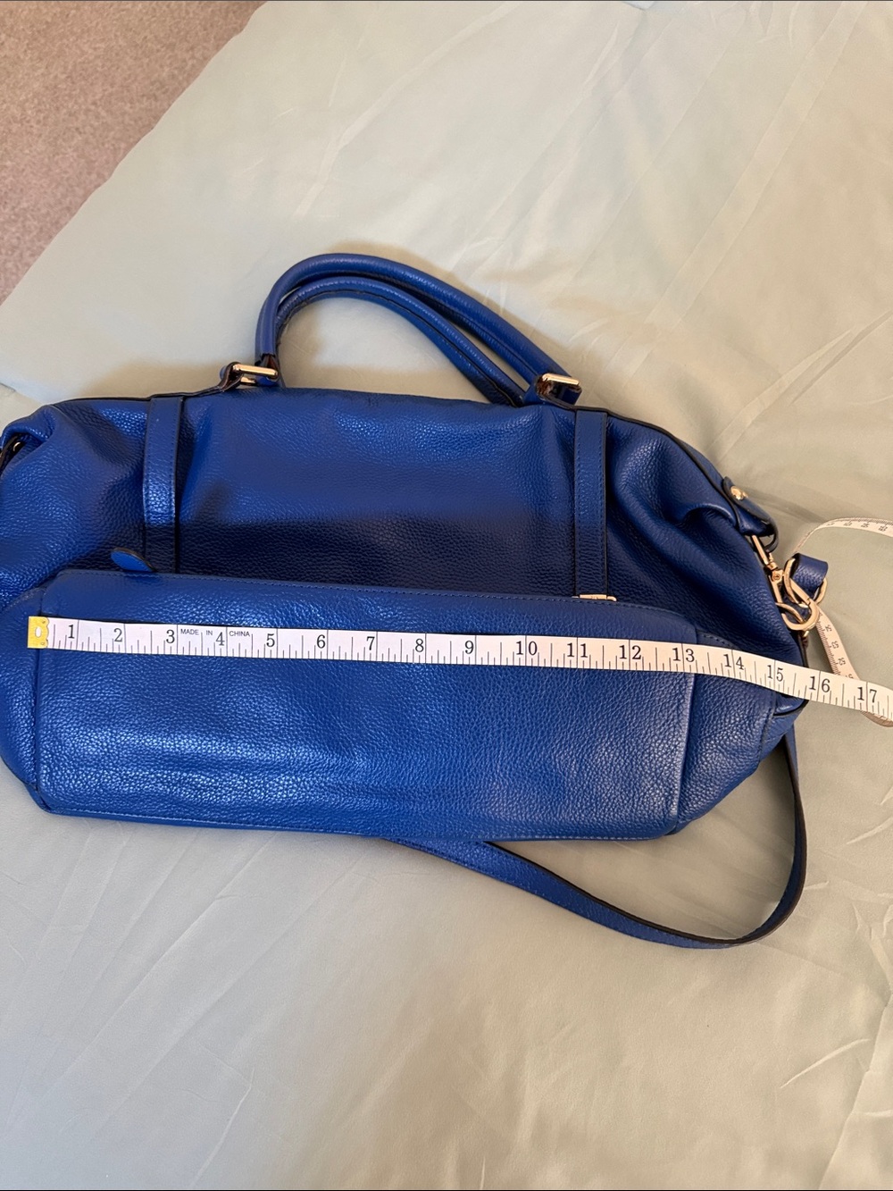 Ora Delphine Classic Blue Leather Tote Bag - real leather - Picture 6 of 7